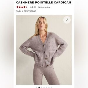 NWT Talbots Haven line CASHMERE POINTELLE CARDIGAN size small, in tan